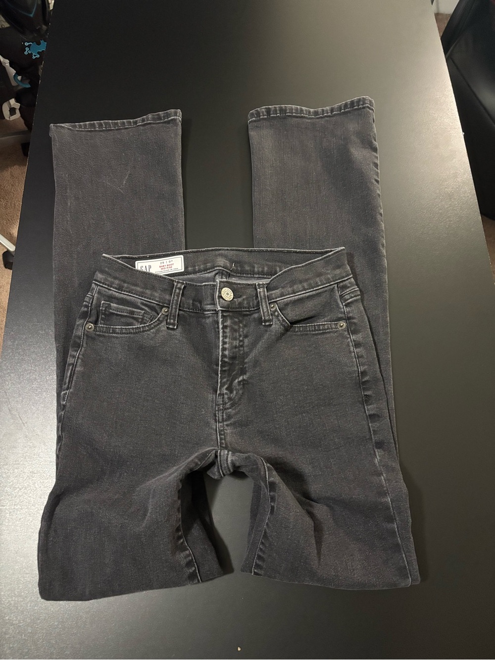 2000s y2k mid rise slim boot Gap black denim jeans
